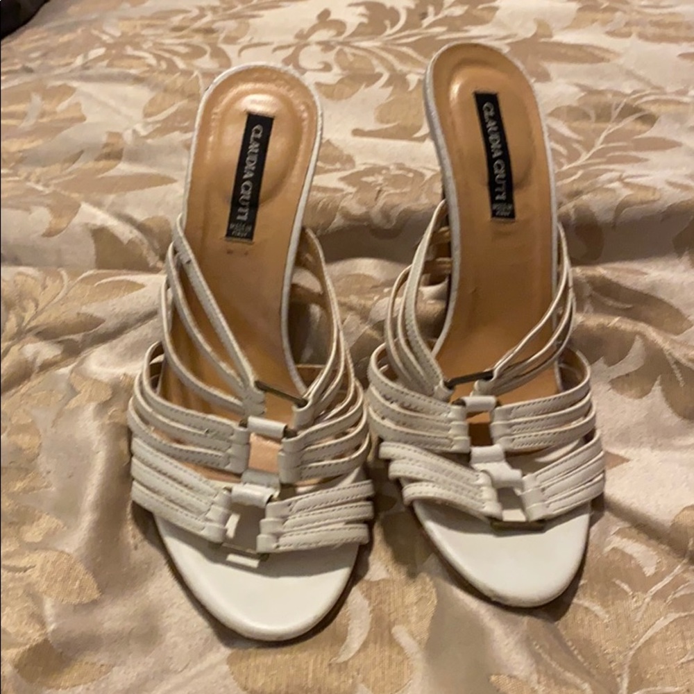 Claudia Ciuti White Leather Heels